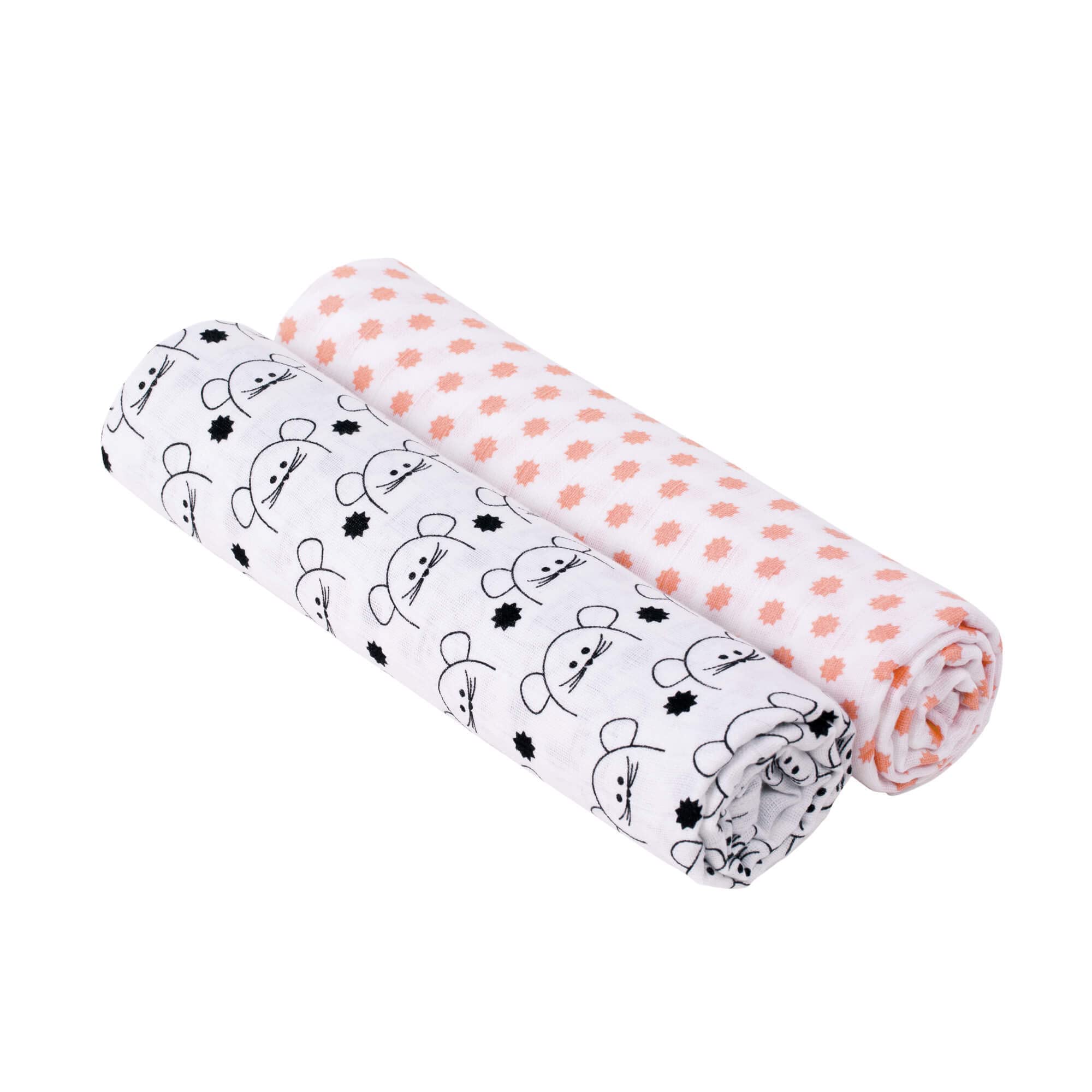 LÄSSIG Baby Burp Cloth Swaddle & Burp Blanket Cotton 2 pcs assorted 120 x 120 cm Little Chums Mouse