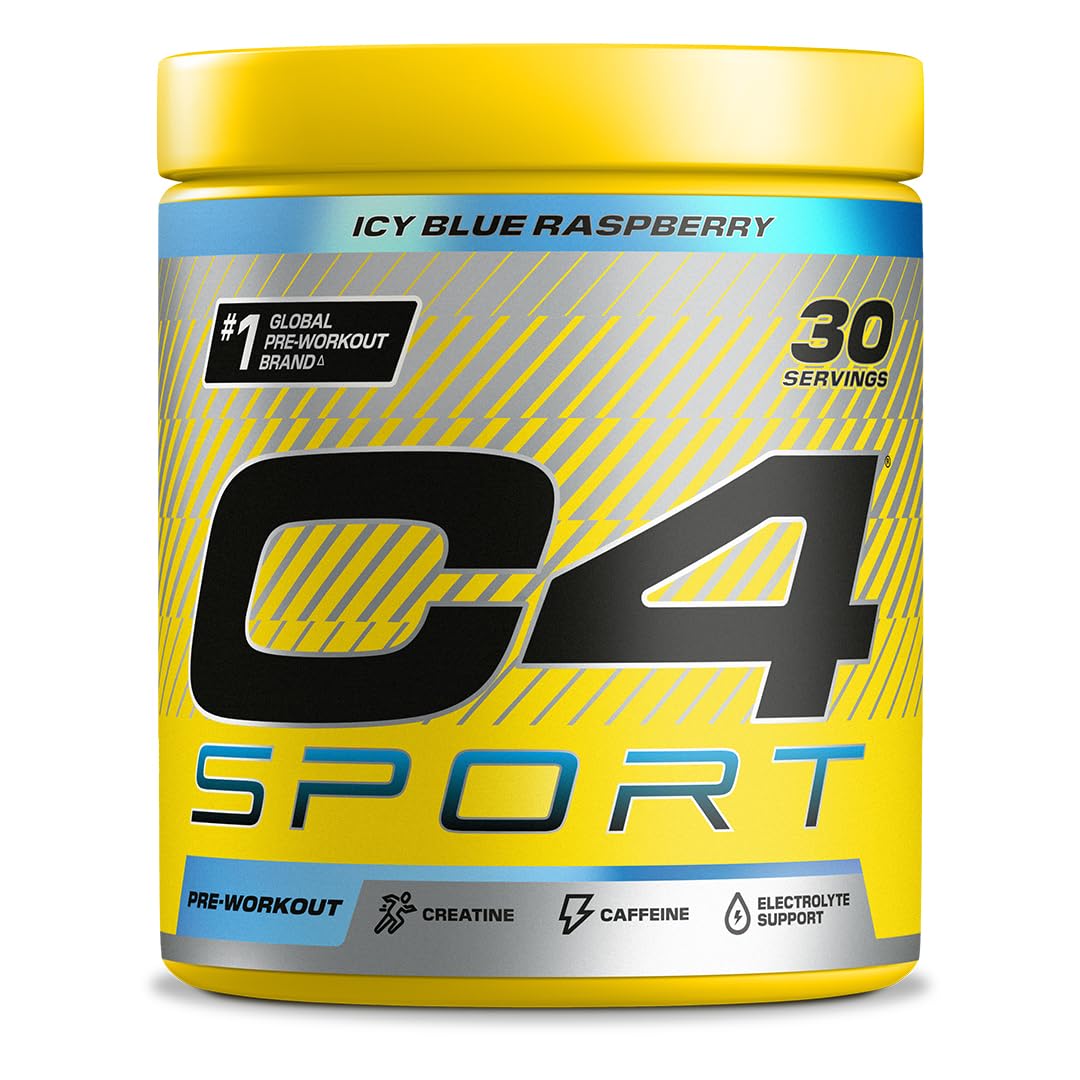 C4 Sport Pre Workout Powder ICY Blue Raspberry 30 Servings | Zero Sugar Pre Workout with Creatine Monohydrate 3.409g, Beta Alanine 1g, L Citrulline 0.55g, Caffeine 135g | Informed Sport Certified