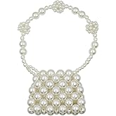 Amamcy Girls White Beaded Pearl Handbag - Vintage Pearl Clutch Mini Evening Bag for Party Wedding