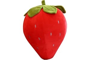 Strawberry Shaped Pillow, Soft Fruit Plush Throw Pillow for Decor and Travel, 25cm Red Toy for Adults and Kids