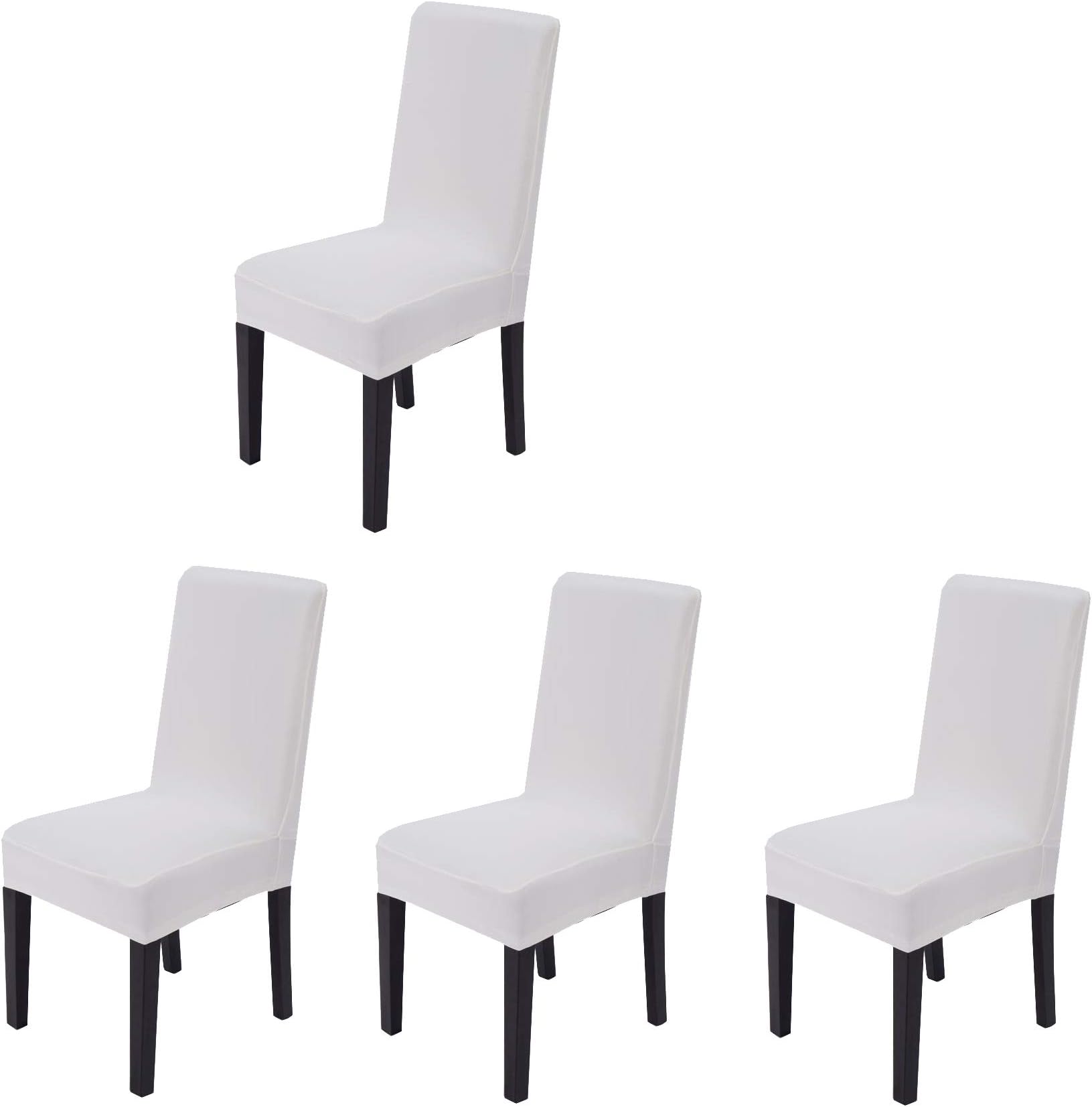 4 pieces Spandex Stretch Washable Dining Room Chair Cover Protector Seat Slipcovers (Cream, 4)
