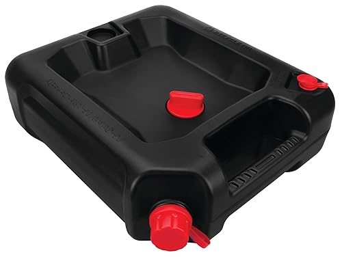 Performance Tool W4077 16-Quart Oil Drain Container, Deep Drain Well, Integrated Handle, Sealing Rubber Gaskets, Black
