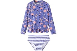 LIBREDGE Toddler and Little Girls Rash Guard Swimsuit Set UPF 50+ Swimwear