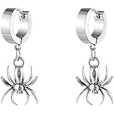 Peasimy Gothic Spider Hoop Earrings for Women Men Unique Punk Spider Earrings Halloween Costume Accessories