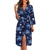 Yewattles Women's Fashion Long Elastic Cloth Dress Robes Plus Size Robes Printed Kimonos Sleepwear Dressing Gown