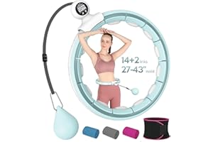 EPHESPORT EPEHSPORT Silent Infinity Smart Hoops with Counter 22"-44", Weighted Exercise Hoola Equipment, 2 in 4 Abdomen Fitness Massage, Non-Fall Fit Hoop for Adult Weight Loss