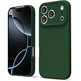 oakxco for iPhone 17 Pro Phone Case Liquid Silicone, Cute Thin Slim Grip Soft Rubber Gel for Women Men, Smooth Matte TPU Plain Solid Color Girly Simple Case with Camera Cover Protection, Dark Green