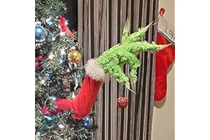 LIZXUN Christmas Elf Body Decorations for Christmas Tree, Thief Stole Furry Green Arm Burlap Pose-able Plush Legs for Xmas Tree Topper (Elf Arm)