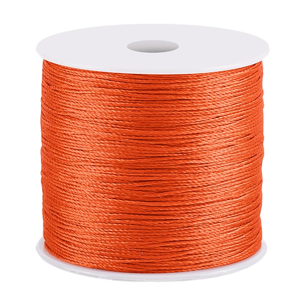 PH PandaHall 115 Yards Waxed Cord, 0.5mm Orange Waxed Polyester Threads Wax Cord Waxed Beading String Twine for DIY Bracelet Necklaces Dreamcatcher Jewellery Making Macrame Sewing Project