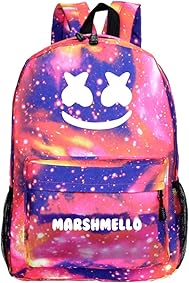 Mochila Galaxy USAMYNA para Adolescentes Mochila Escolar Marshmello Star Mochila Fresca para Niños Mochila para Niños (Rojo A) 