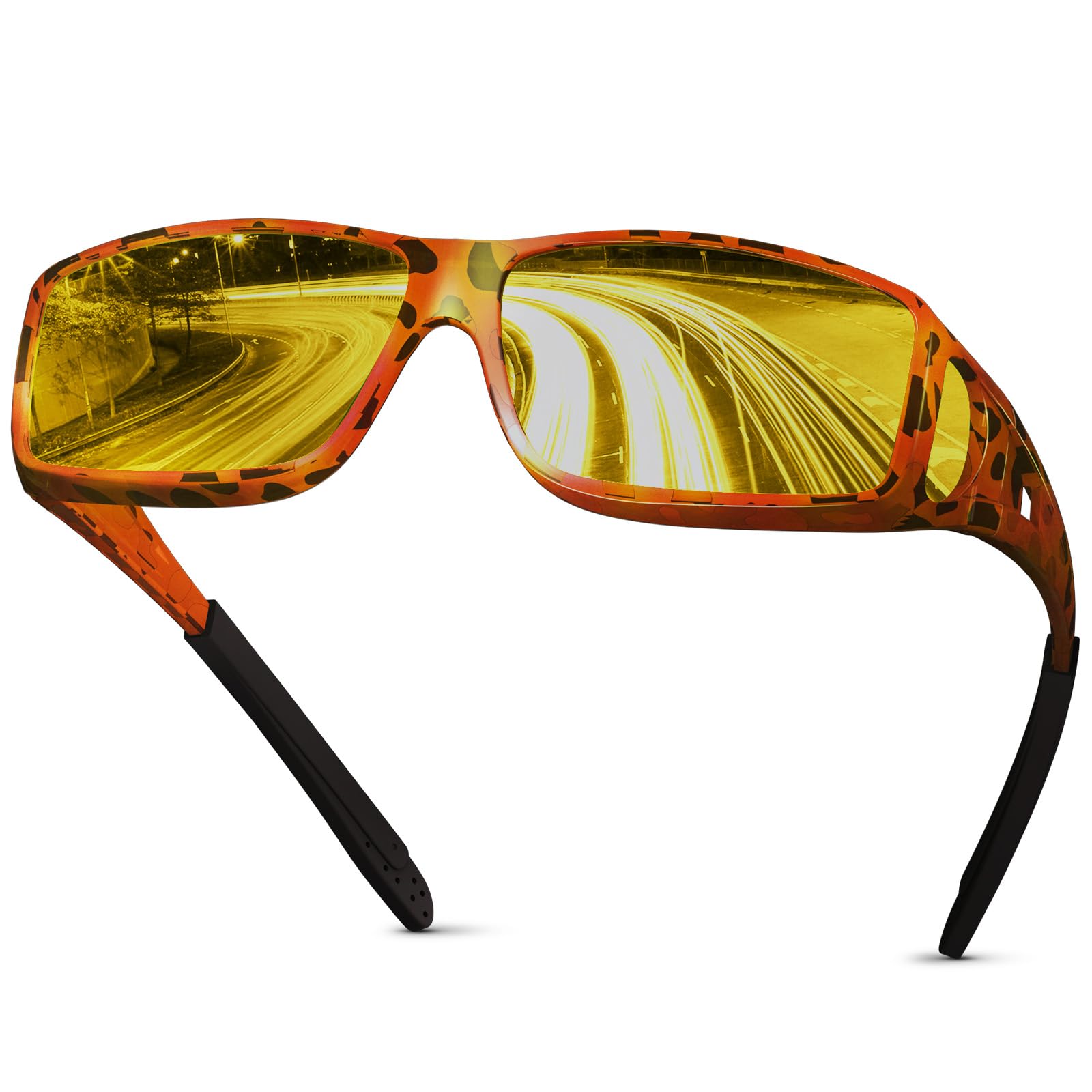 Photo 1 of ++2 PACK++FIONOFY Night Driving Glasses for Men Women Fit Over Sunglasses Anti Glare Polarized HD Night Vision Glasses FN0607