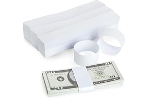 Juvale Money Bands Blank Self-Adhesive Currency Straps and Bill Wrappers, White, 7.8 x 1.2 Inches, Perfect for Organizing Cash, Bills, and Multipurpose Financial Use - 900 Pack