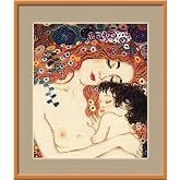 RIOLIS 916 Motherly Love After G. Klimt Cross Stitch Kit 11.81 x 13.78 in | 14 ct white Zweigart Aida, 24 wool/acrylic colors, intermediate level, chart &amp; needle included, embroidery gift kit