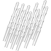 YWY Disposable Plastic Cocktail Picks, 10 cm Mini Forks for Appetizers, Fruit, Dessert, 200-PACK Clear
