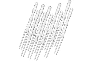 YWY Disposable Plastic Cocktail Picks, 10 cm Mini Forks for Appetizers, Fruit, Dessert, 200-PACK Clear