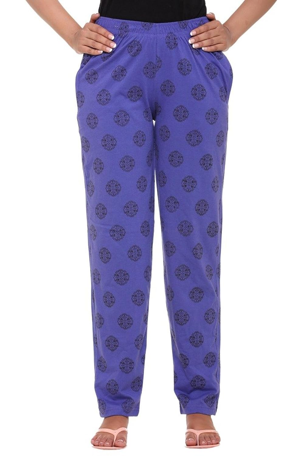 women's cotton blended printed lounge wear - track pants