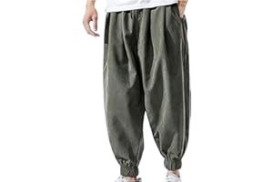 DAZLOR Mens Hip Hop Harem Pants Fashion Solid Color Oversized Tapered Pants Casual Comfy Elastic Drawstring Baggy Trouser