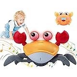 Growinlove Crawling Crab Baby Toy, Interactive Tummy Time Crab Toy with Music, Lights and Obstacle Avoidance Feature, USB Rec