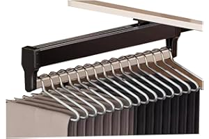Pull-Out Clothes Rack with Sliding Rails, extendable Trouser Rack, Suitable for wardrobes, Space-Saving, 25 kg Load Capacity(