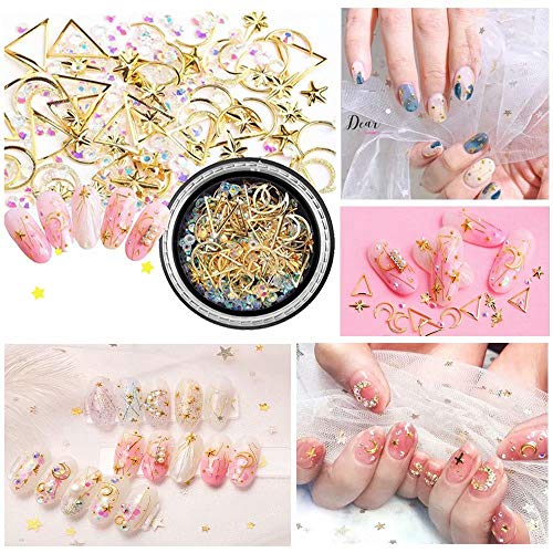 JOYJULY Professional Nail Art Supplies with 15pcs Brush Set, 5pcs Dotting Pen, 2pcs 3D nail diamonds rhinestones Kit, 8pcs Chunky Glitter Sequins for Nail Art/Body Glitter/Cosmetic Face/Hair