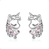 Cosol Silver 925 Sterling Silver Unicorn Stud Earrings Unicorns Gift Christmas Jewelry Gifts for Daughter Granddauter Niece