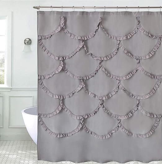 Amazon Com Dosly Home Gray Ruffle Shower Curtain Pleated