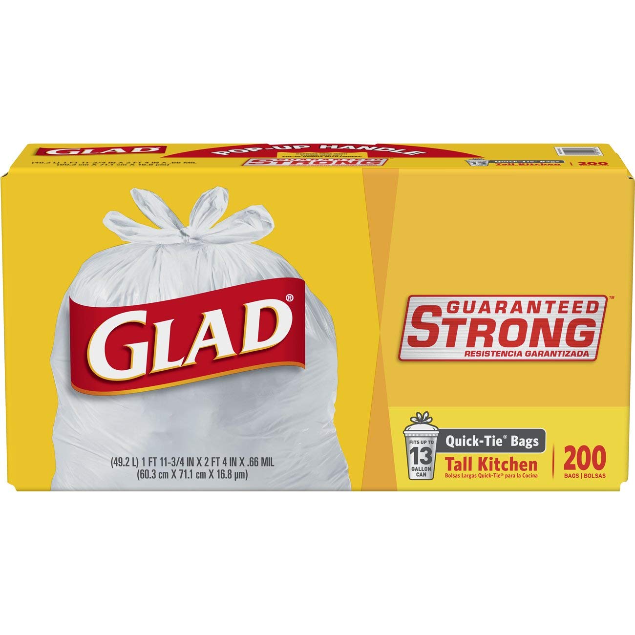 Amazoncom Glad Quick Tie Tall Kitchen Trash Bags 13 Gallon 200