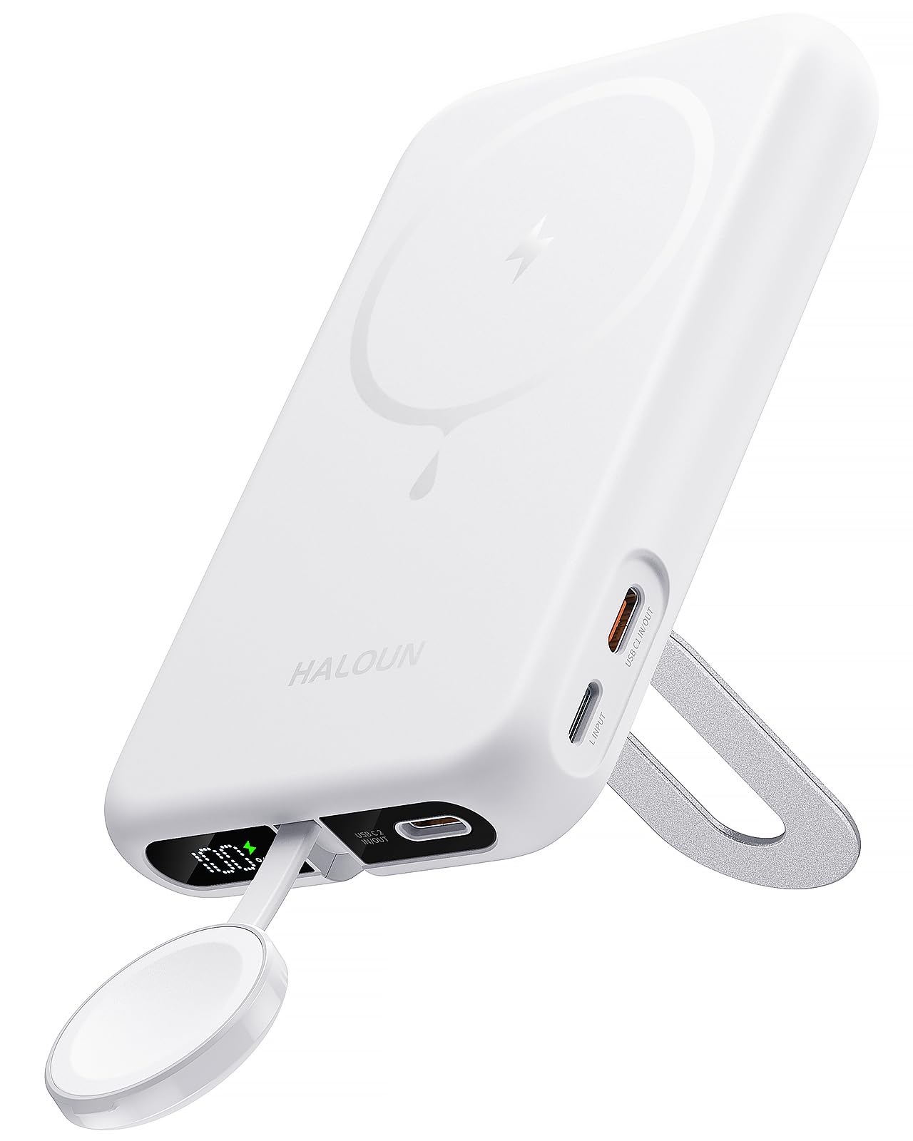 Magnetic Portable Charger for iPhone and Apple Watch, 10000mAh Wireless Power Bank PD 20W USB-C Fast Charging Battery Pack with Stand for iPhone Air 17/16/15/14/13/12 Pro Max、iWatch 11-1/SE/Ultra 3-1