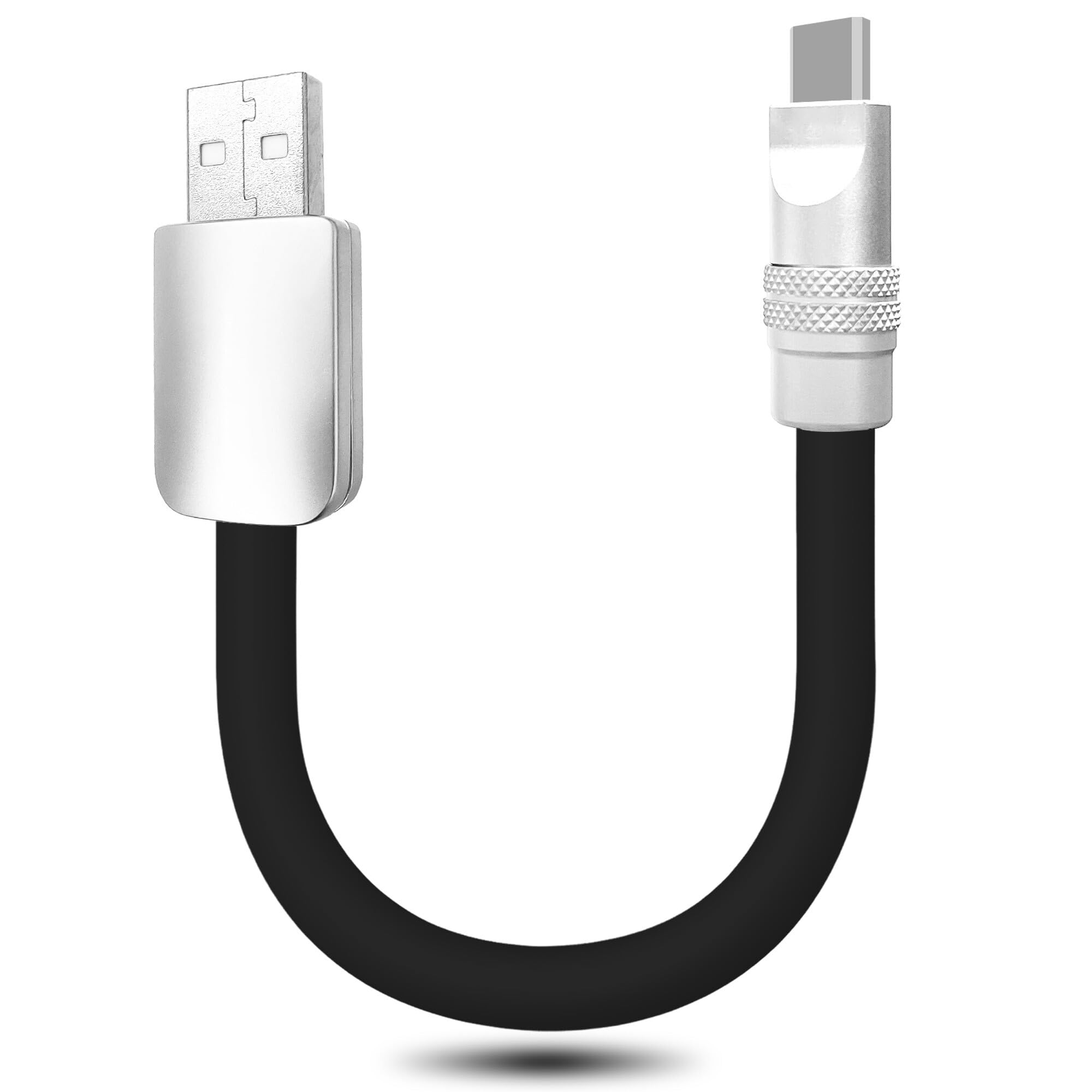 Photo 1 of Cute Chubby - Power Bank Friendly 240W USB C Cable Short Fast Charging Cable Compatible with iPhone 15/16 Series, Samsung Galaxy, Black, USB-A to Type-C, 4 inch
