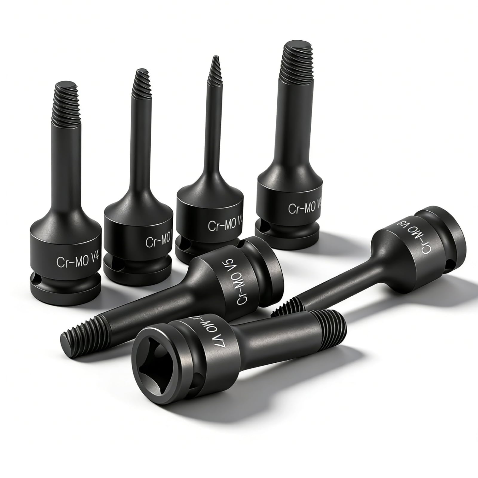 Nimomo Damaged Thread Extractor Set 7pcs/Set 1/2 Inch 12.5mm Square Head Damaged Bolt Extractor Screw Thread Slip Broken Bolt Easy Out Remover Tool