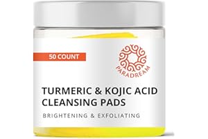 Paradream Turmeric Kojic Acid Cleansing Pads: Face Exfoliating Scrub Pads for Dark Spots - Deep Clean Pores Suitable for all Skin Types 50PCS