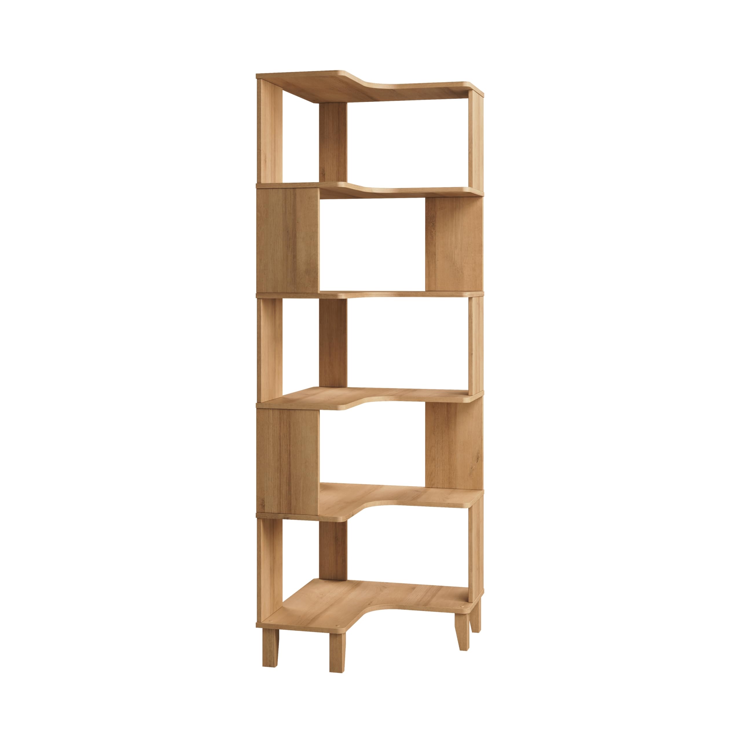 Photo 1 of ***IT IS UNKNOWN IF IT HAS MISSING PARTS***Prepac Nordik 6-Tier Natural Oak Modern Mid Century Corner Bookcase, 71.5" Extra Tall Corner Shelf with Storage, Multifunctional Freestanding Bookshelf for Home Office, Living Room, Bedroom