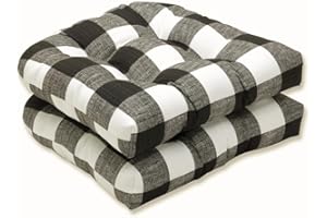 Pillow Perfect Outdoor/Indoor Anderson Matte Tufted Seat Cushions (Round Back), 2 Count (Pack of 1), Black