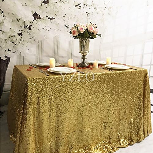 60"*120"Sequin Yellow Gold Tablecloth For Wedding Party Events