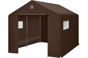Best Choice Products 10x8ft Outdoor Storage Shed, Carport, Canopy Shelter, Dual Doors & Windows, Metal Frame, Weather-Resistant, Perfect for Storing Motorcycle, Bike, Garden Tools – Brown