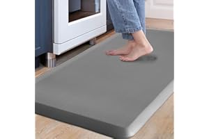 Carvapet Non Slip Kitchen Mat Anti Fatigue Standing Mats 12MM Cushioned Comfort Kitchen Floor Mats PVC Waterproof Runner Rug 