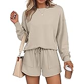 LILLUSORY Lounge Sets for Women Two Piece Sweat Short Set Pajama Matching Outfits with Pocket 2026 Fall Fashion Clothes