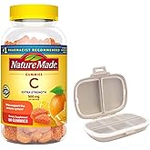 Nature Made Extra Strength Vitamin C 500 mg, 180 Gummies Bundle with a Pill Oragnizer (2 Items)