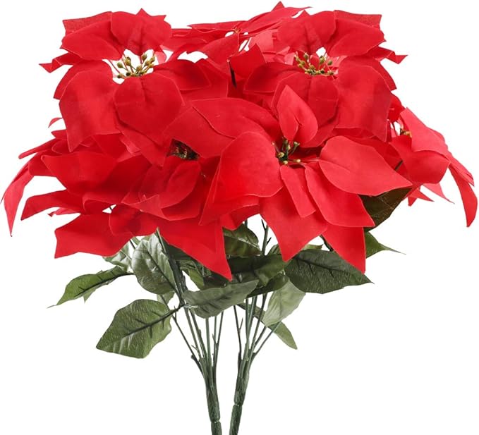 Pianta Stella Di Natale Finta.Nahuaa 2 Pezzi Fiori Artificiali Poinsettia Fiori Finti Natalizi Stella Di Natale Ornamenti Rossi Fiori Di Natale Per Decorazioni Albero Ghirlanda Corona Centrotavola Casa Matrimonio Negozio Amazon It Casa E Cucina