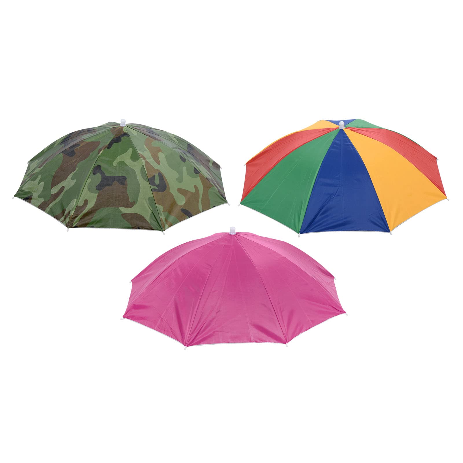 PATIKIL OD 27.2" Umbrella Hat Set, 3Pcs Oxford Fabric Single Layer Sun Rain Cap with Head Strip for Outdoor Hiking Fishing Work, Multicolor Camo Red