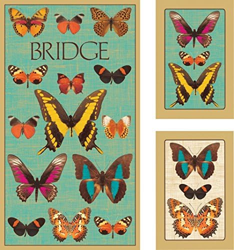 Entertaining with Caspari Bridge Playing Cards Gift Set, Deyrolle Butterflies