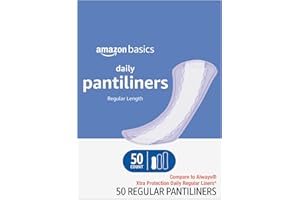 Amazon Basics Daily Pantiliner, Regular Length, Pads for Women, Unscented, 50 Count (Previously Solimo)
