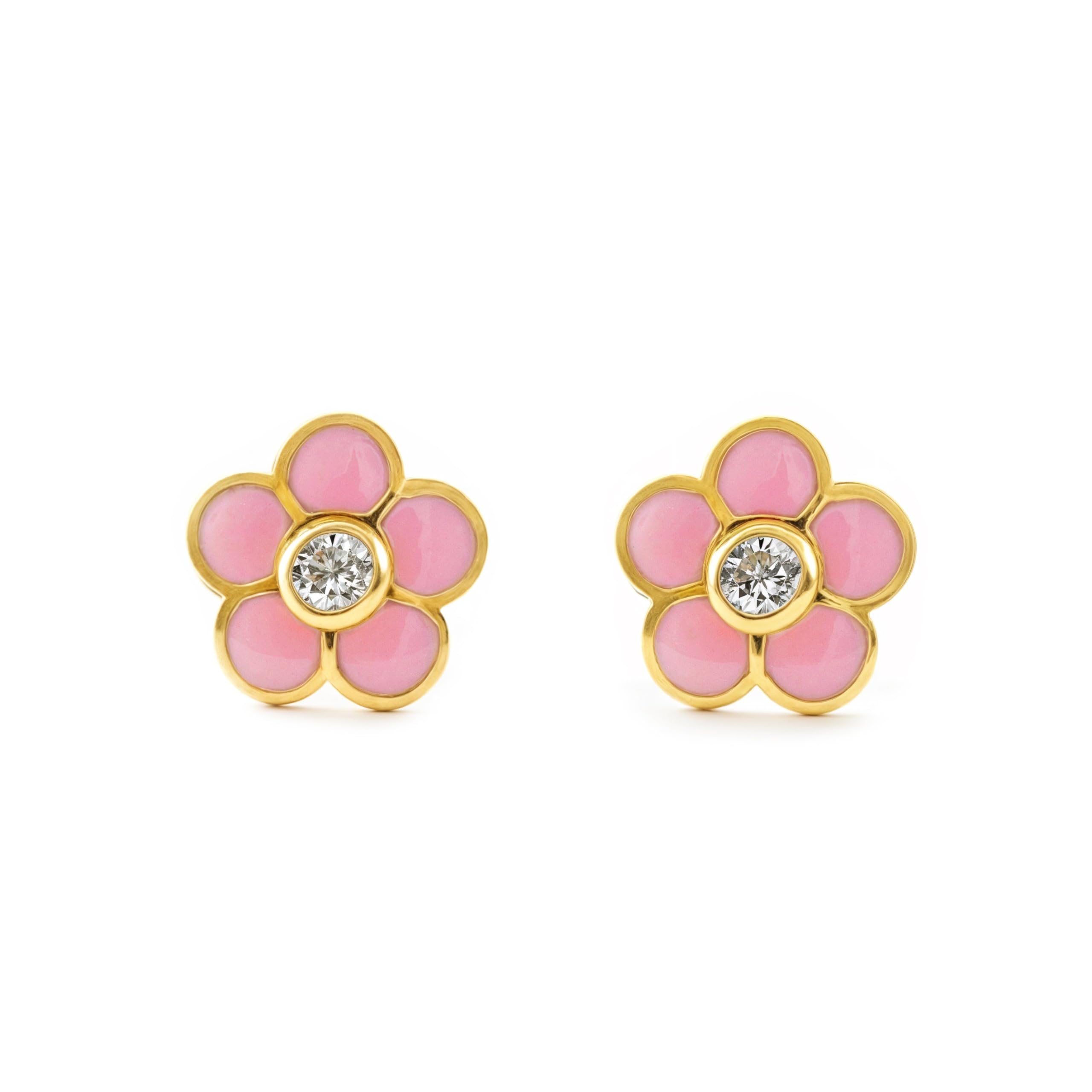 18ct Yellow Gold flower Children's Earrings
