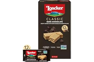 Loacker Classic Dark Chocolate Wafers - Premium Crispy Wafer Cookies with Dark Chocolate Cream Filling - Multipack of 12 Snack Packs - NON-GMO - Sustainably Sourced Cocoa - 45g/1.59oz, Pack of 12