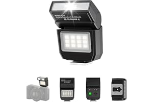 ULANZI SL03 Camera Mini Flash Speedlite with Video Light for Beginners Basic, GN8 6500K Flash 90° Angle Adjustable Compatible with Sony/Canon/Fuji/Nikon DSLR, Universal Single Contact Hot Shoe Mount