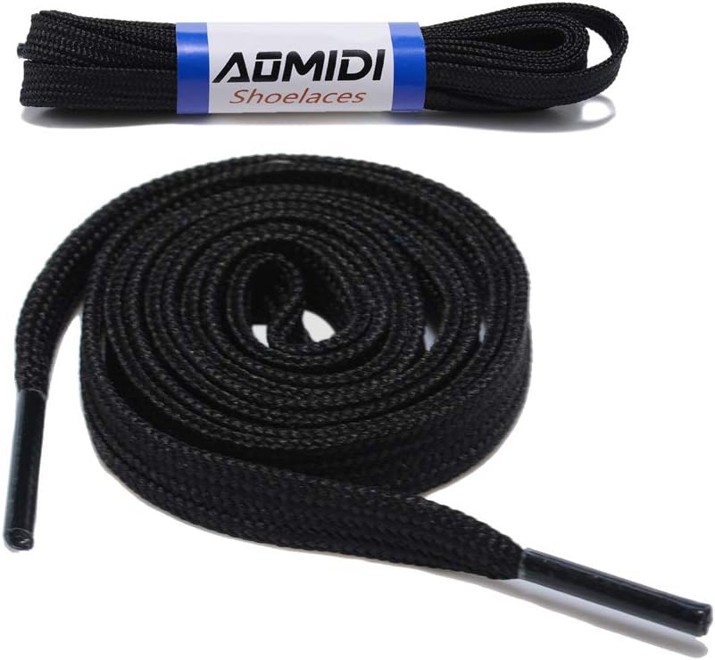 AOMIDI2 Pairs Flat Shoelaces Wide Shoes LaceWide Shoelaces Flat Shoe Laces for Sneakers and Shoes