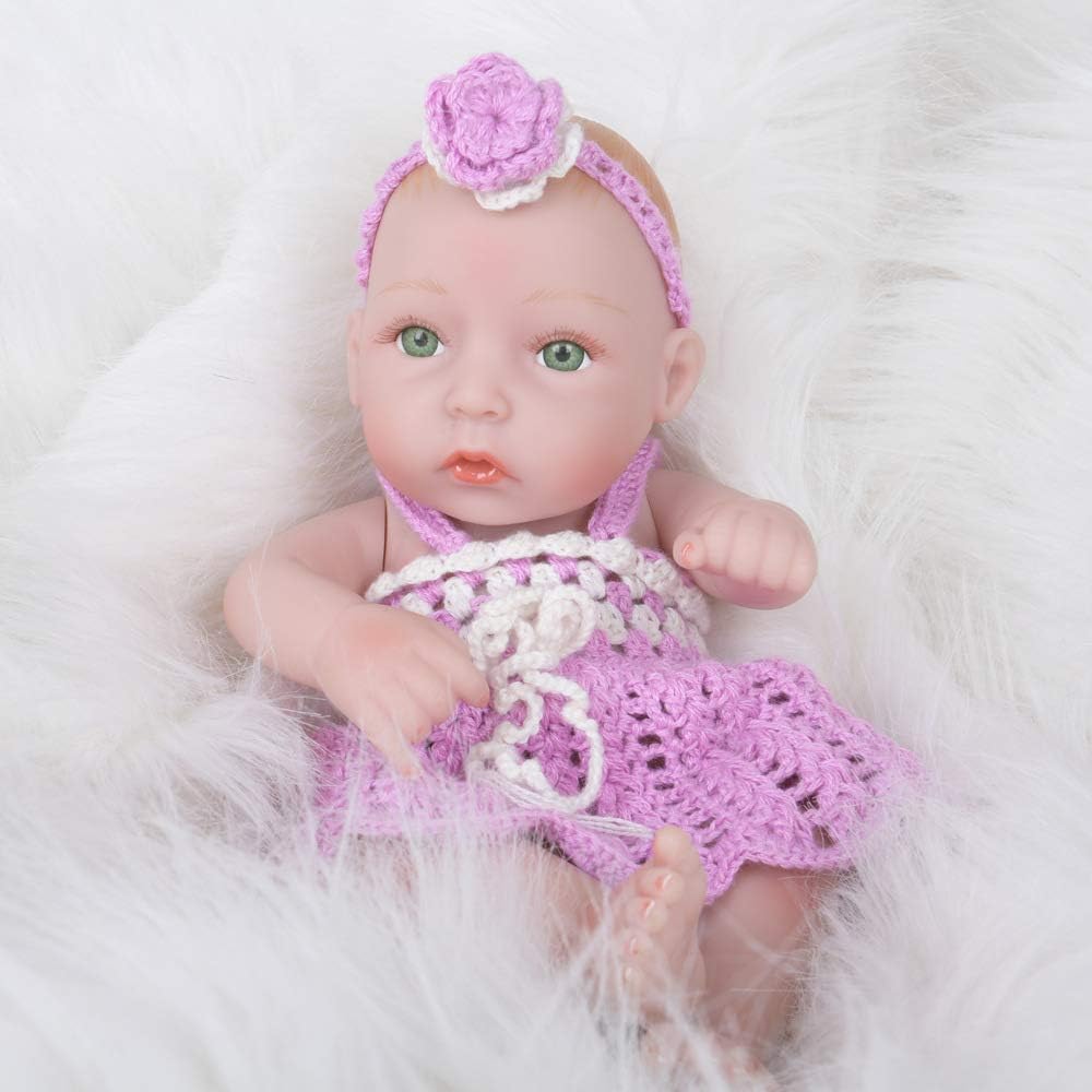 Prezzo ZBYY Bambole Reborn Silicone Morbido con Occhi Aperti Reborn Doll Femmina Simulazione Vinile Giocattolo 11pollici 28cm Offerte