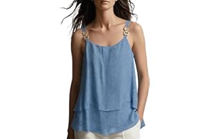 Womens Tank Top Scoop Neck Sleeveless Boho Loose Fit Flowy Tiered Summer Fashion Lightweight Shirt Camisole Tops