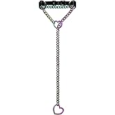 EverGlimp Black Leather Choker Collar For Women, Handmade Heart Slip Chain Choker Long Necklace with Adjustable Buckle