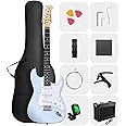 DONNER DST-80 Electric Guitar 39” Beginner Electric Guitar Kit with Amp, Classic SSS Pickup Complete with Gig Bag, Tuner, Capo, Strap, Picks, and Free Online Lessons